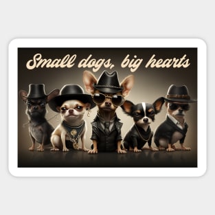 Chihuahua gang. Small dogs, big hearts. Sticker